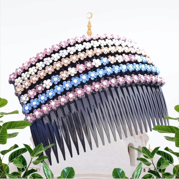 Beautiful 5pc Colorful Crystal Rhinestone Combs/ Hair Pins - Picture 6 of 11